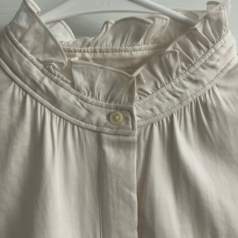 Ann Taylor Round Neck Ruffled Blouse - Picture 2 of 7
